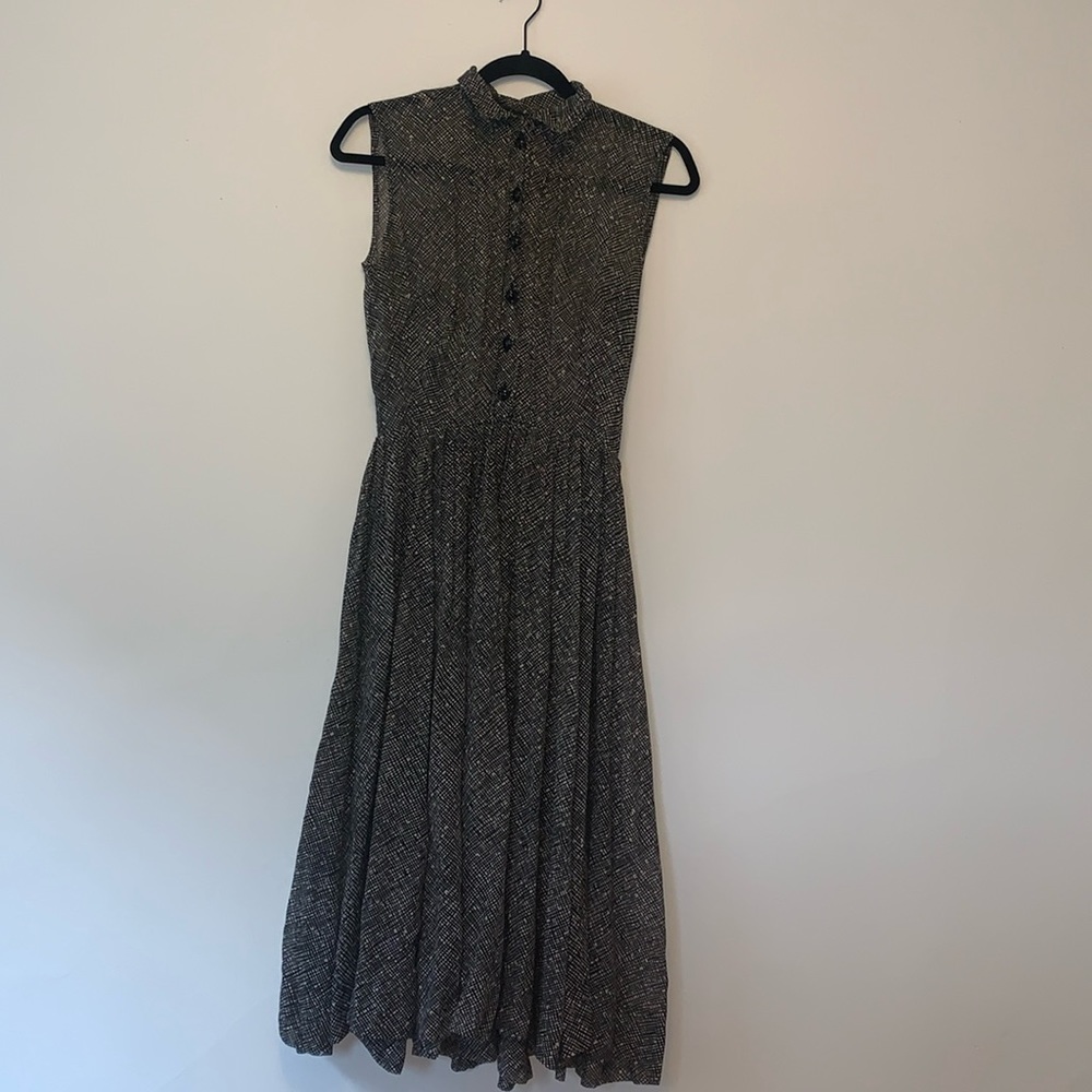 Nelly Don sheer black and white whimsical button down dress with clasped collar